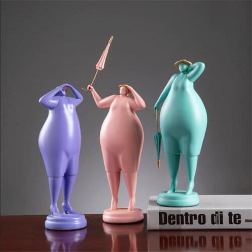[HHT] Nordic Creative Character Art Sculpture Fat Woman Statue Ornaments Living Room Window Desk Home Decoration Resin Crafts