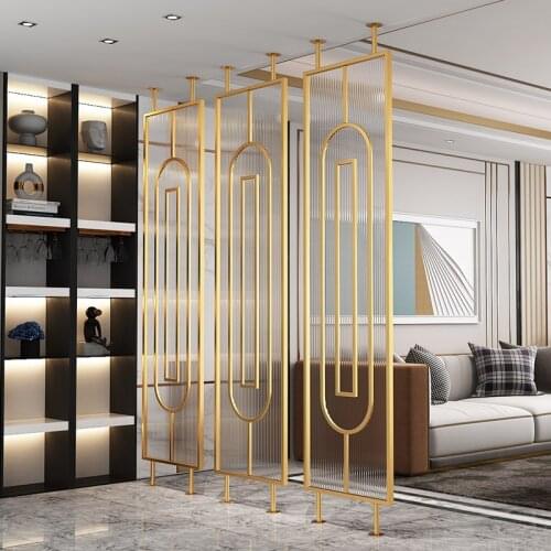 Customized Nordic Light luxury rotatable Changhong tempered glass screen modern living room stainless steel decorative partition