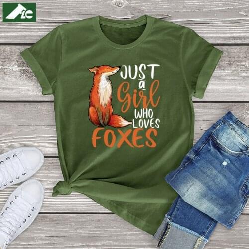 Kawaii Foxes T Shirts Men Women Clothing Just A Girl Who Loves Foxes Graphic Womens Shirts Vintage Girls Tees Unisex Mens Tops
