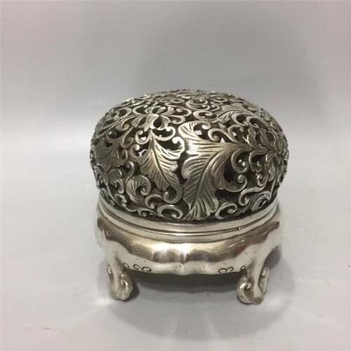 Chinese Copper Carving Flower Insense Burner Censer Ornaments Bronze Censer Buddhism Wealth Geomancy Decoration
