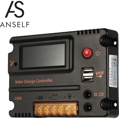 Anself 20A 12V 24V LCD Solar Charge Controller Panel Battery Regulator Auto Switch Overload Protection Temperature Compensation