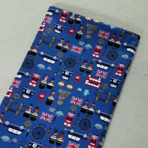 Royal Navy Blue England UK Bridge Bus Bodyguard Printed 100% Cotton Fabric 50x160cm Guard Solider Fabric Patchwork baby cloth