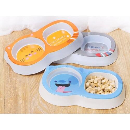 Cat Melamine Feeding Bowl Dog Pet Cartoon Pattern Double Dringking Water Dishes Puppy Anti-fall Tableware Pet Feeders