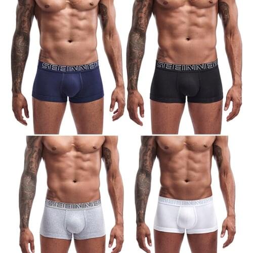 Mens Bulge Pouch Boxershorts Sexy Male Panties Breathable Trunks Solid Colors Underwear Underpants