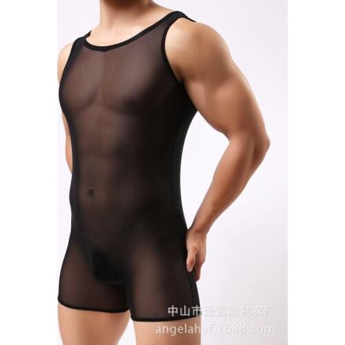 2020 Mens and Womens Underwear Mesh Transparent Sexy One-piece Boxer Shorts Motorcycle Clothing One-piece