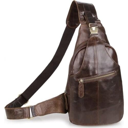 100% Genuine Leather Mens Backpack Cross Chest Sling Bag 2467C