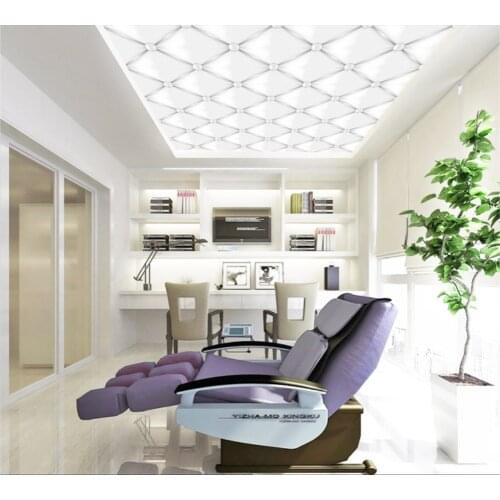 Mural Paintings Living Room Ceiling Wallpaper Elegant atmosphere simple white soft bag ceiling
