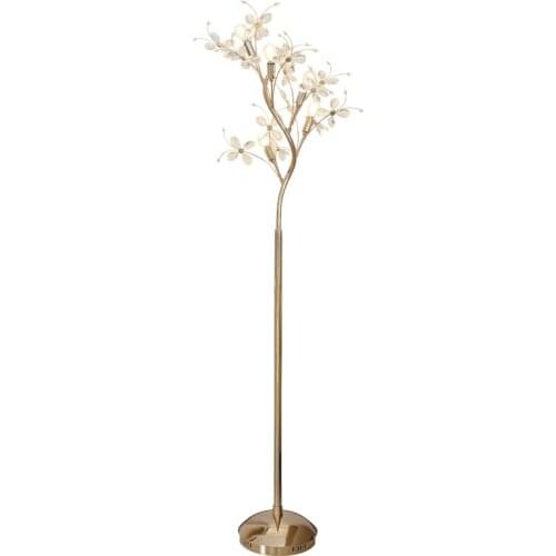 Nordic Elegant LED Vertical Floor Lamp Creative Individuality Designer Tree Light Ceramic Flowers Home Decor Crystal Floor Light