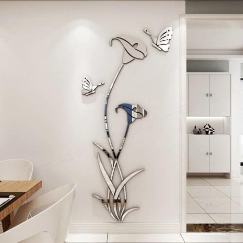 New arrival Lily butterfly Acrylic DIY wall sticker Bedroom Morning glory wall sticker TV background wall decoration