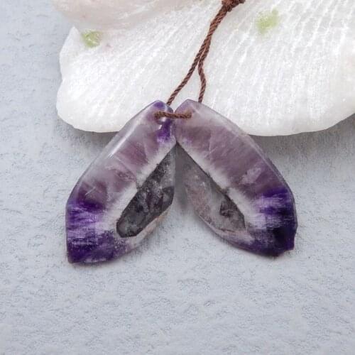 New Natural Stone Amethyst Nugget Earring Bead 36x18x5mm 9g Semiprecious Stones Fashion Jewelry Earrings For Women Earrings