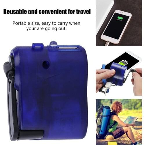 New Blue Plastic and Electronic Element USB Travel Emergency Phone Charger Dynamo Hand Manual Charger Blue