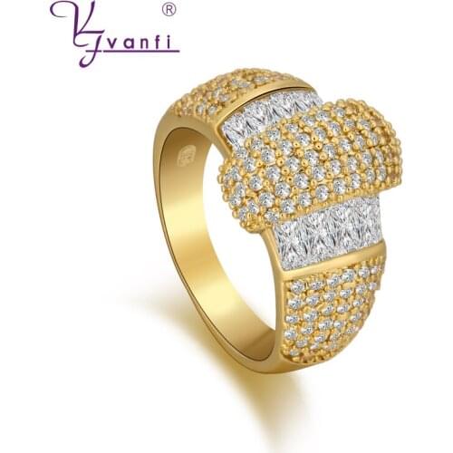 Engagement Wedding Finger Rings AAA CZ Stone Gold Color Fashion Brand Rhinestone Jewelry For Women Wholesale