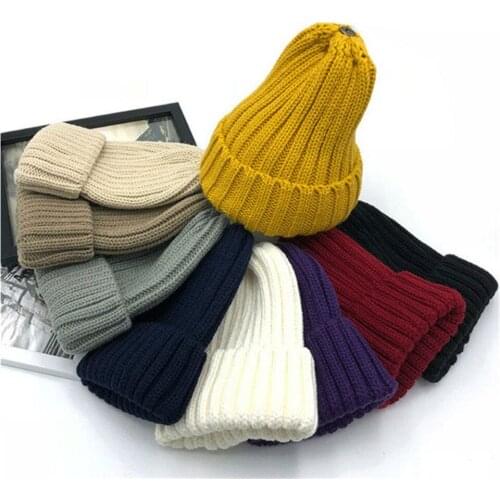 Solid Candy Colors Winter Hat Women Knitted Hat Warm Soft Trendy Hat Kpop Style Acrylic Beanie Elegant Baby&Mom All-match Hat