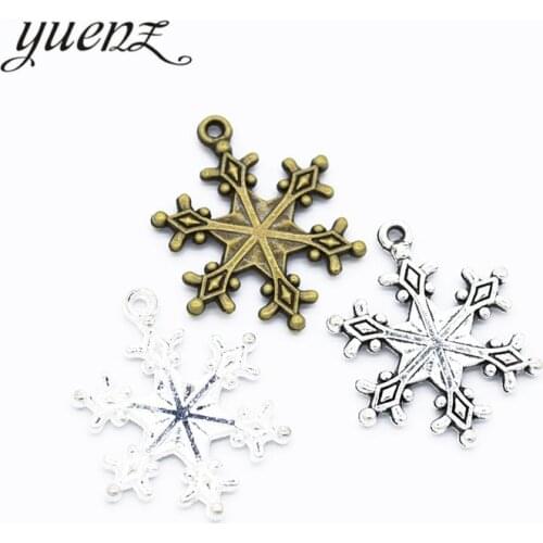 YuenZ 10pcs Antique Silver color snowflake Charm fit for Bracelets Pendant DIY Metal Jewelry Making 28*22mm L510
