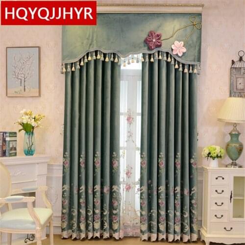 Luxury European high quality flannel Blackout embroidered curtains for Living Room windows High-end custom curtains for Bedroom