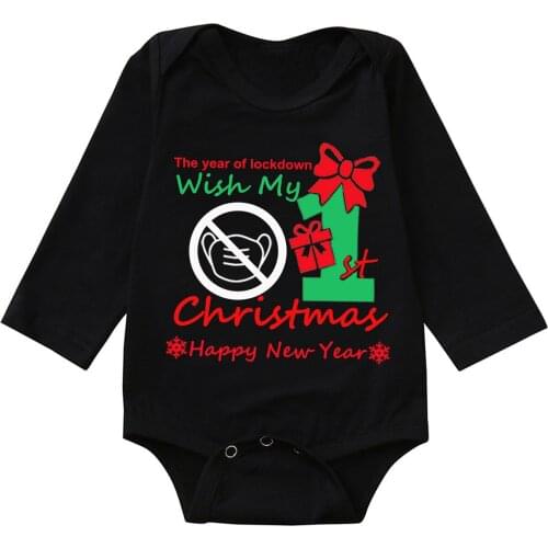 Christmas Newborn Infant Baby Girls Boys Casual Bodysuits Short Sleeve Letter Xmas Print Cotton Jumpsuits Bodysuits 0-1Y
