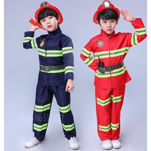 Fireman Sam Police Uniform Halloween Costume for Kids Cosplay Firefighter Army Suit Baby Girl Boy Carnival Party Christmas Gift