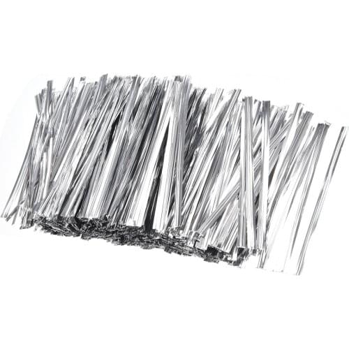 Uxcell 1000pcs Long Strong Twist Ties 4 Inches Quality Plastic Closure Tie Silvery For Home, Business, Institutions