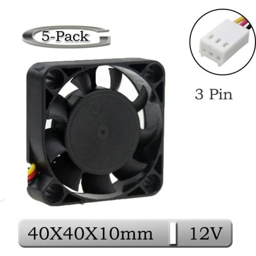 5 Pcs Gdstime 12V 40mmx10mm 4010 9 Blades 3Pin FG Function Brushless DC Cooling Fan 40mm 4cm Mini 3D Printer Radiator Cooler