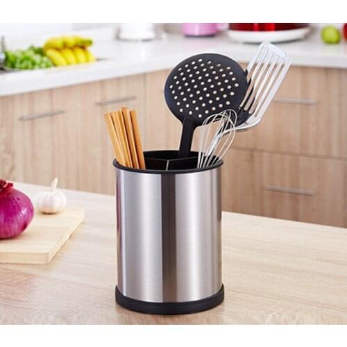 Rotating Stainless Steel Chopsticks Container Creative Kitchen Utensils Drain Chopsticks Cage