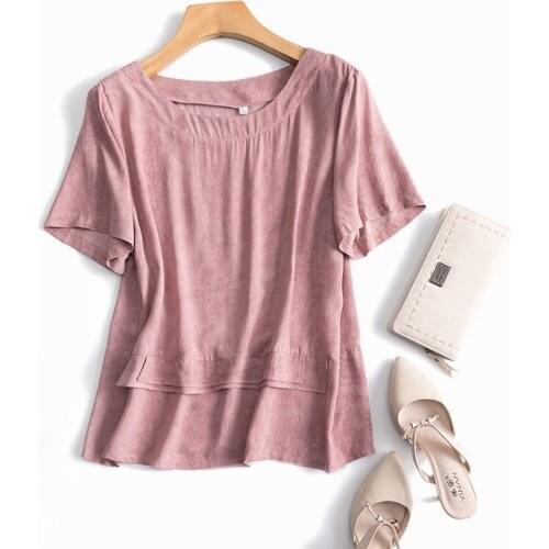 T Shirt Women Solid Cotton Tops Women Mom Tshirt Summer Short Sleeve Top Tees Casual Plus Size T-shirt