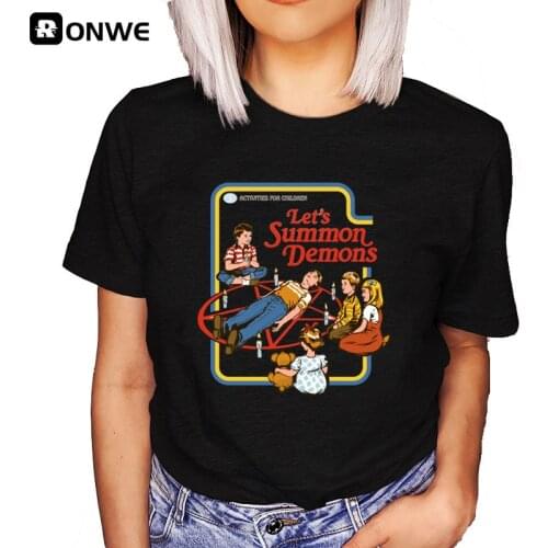 Lets Summon Demons Printing Womens Funny T Shirts 2021 Summer Round Neck Clothes Oversize Harajuku 90s Top Tee,Drop Ship