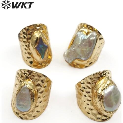 WT-R328 WKT Natural freshwater pearl rings big size women rings charm in multi shape 2019 new design for party making