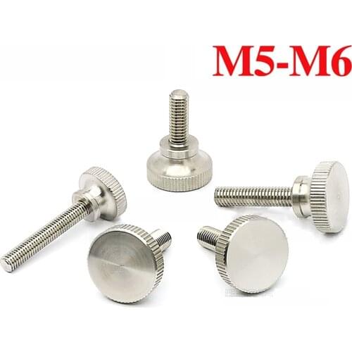 2/5Pcs M5 M6 GB834 303 Stainless Steel Knurling Head Knurled Thumb Screw Hand Tighten Curtain Wall Glass Lock Screws