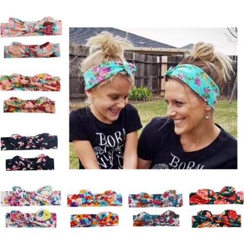 2021 New Arrival Family Printing Rabbit Ear Headband 2Pcs/Lot Mom And Daughter Hairbands Mother Baby Hair Accessories Bandeau