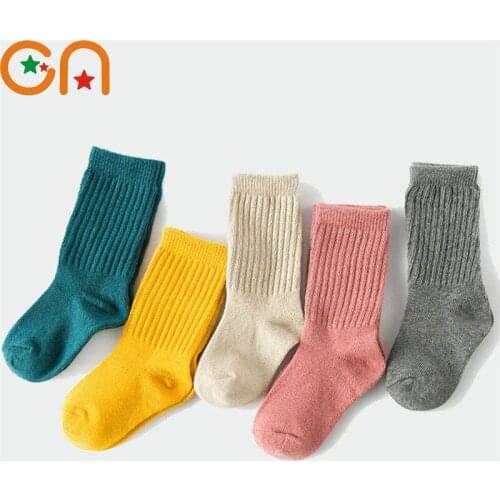 3 Pairs/Lot Children Soft Cotton Socks Boy Girl Baby Warm Solid Long Socks For 1-10Y Autumn Winter Fashion High Quality Kids CN