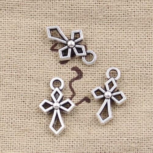 30pcs Charms Double Sided Cross 17x10mm Antique Tibetan Pendant Findings Accessories DIY Vintage Choker Handmade Jewelry