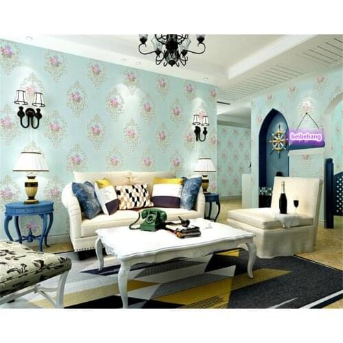 Beibehang 3D Refined Pastoral Nonwovens Wallpaper Fresh Bedroom Bedside Background Wall Living Room Background papel de parede