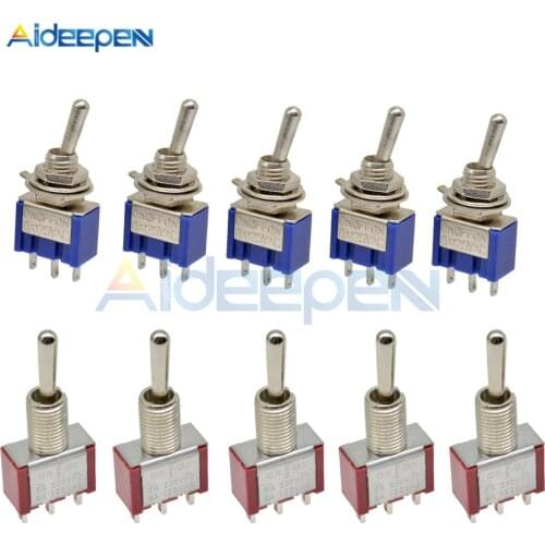 5/10Pcs Miniature Toggle Switch MTS-103 ON-OFF-ON 3 Pin 125V/6A 250V/3A 3 Position Power Switch