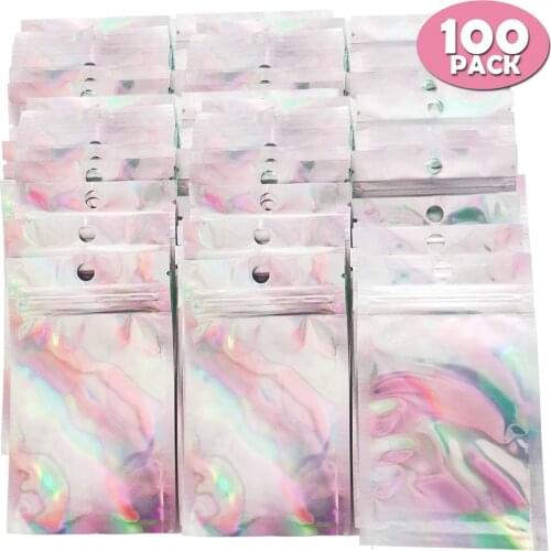 50/100PC Resusable Ziplock Bag Aluminum Foil Pouch For Party Food Storage PE Plastic Bags Organizer Undefined bolsas de plástico