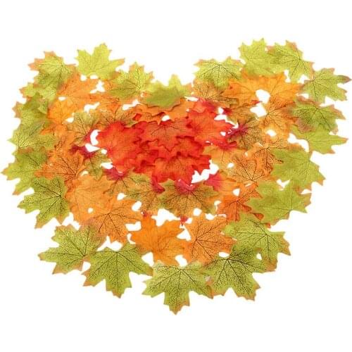 50Pcs DIY Colorful Autumn Leaves Maple Leaves Simulation Foliage Decoration