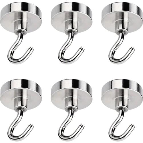 6 Pcs Strong Magnetic Hooks Heavy Duty Wall Hooks Hanger Key Coat Cup Hanging Hanger For Home Kitchen Storage Organization D20mm