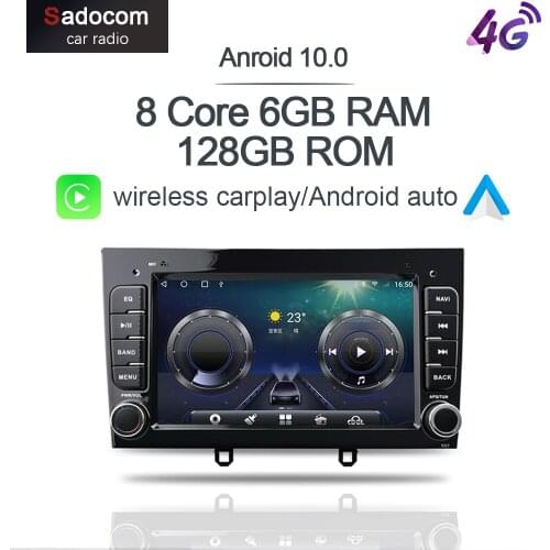 6G+128G Carplay 7" Android 10.0 Car DVD Player 4G LTE Multimedia Stereo Navigation GPS Radio For Peugeot 308/408 2007-2013 8core