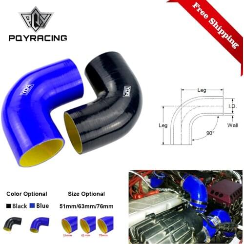 Free Shipping Black / Blue 2.0" 51mm / 2.5'' 63mm / 3'' 76mm 90 Degree 45 Degree Elbow Silicone Hose Pipe Turbo Intake