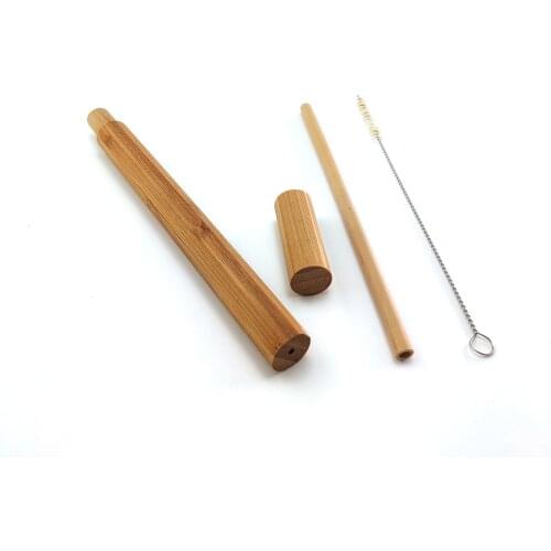 Zero Waste Natural Reusable Eco-Friendly Bamboo Drinking Straw Travel Set Straws Clean Brush With Portable Bamboo Tube