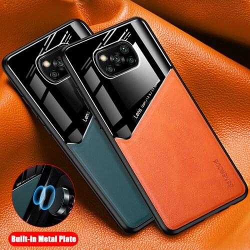 Aveuri Phone Case for Xiaomi Poco X3 NFC Case PC Leather TPU Frame Built-in Iron Cover for Xiaomi Poco X3 Pocophone X3 NFC Case