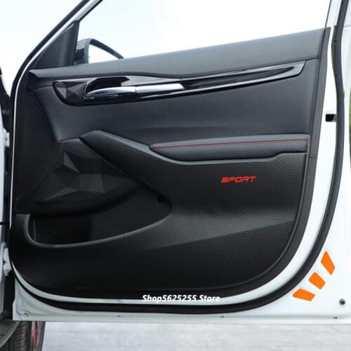 For Kia Seltos KX3 2020 2021 Accessories Car Door Anti-kick Pads Carbon Fiber Leather Sticker Interior Protector