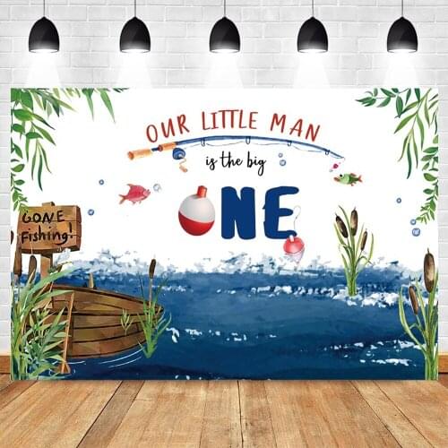 Fishing Newborn Baby Shower Boy 1st Birthday Party Painting Backdrop Photography Photo Background Photophone Photozone Poster