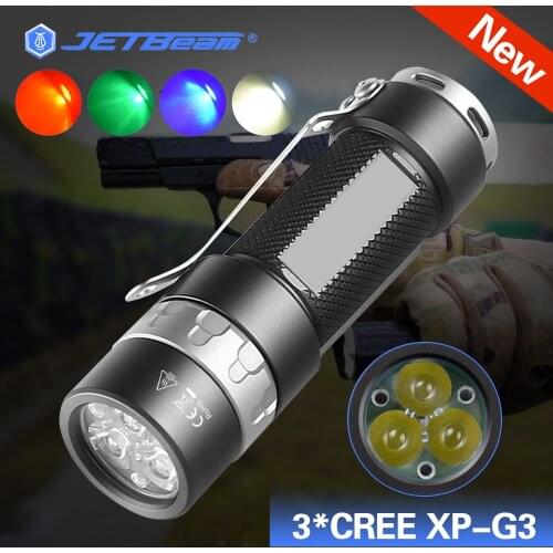 Jetbeam RRT03 Stainless Steel Rotary Control EDC Flashlights Tactical Switch Four Colors LED Spotlight with Rechargeable 18350