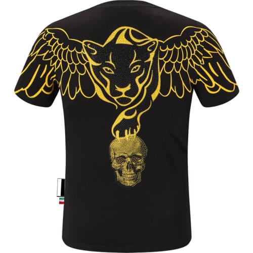 Plein-Brand 2021 Summer Fashion T Shirt Mens PP Rhinestones Skulls Tops Casual Short-Sleeved Tees O-Neck Hight Quality Tshirt