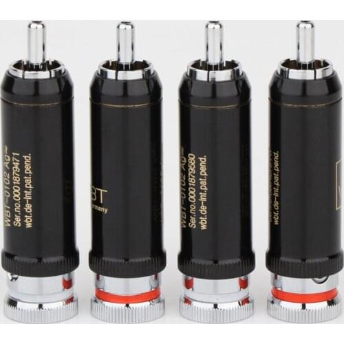 High Quality 4Pcs R1743 WBT-0102Ag Brass Rhodium Plated RCA Plug For Audio Interconnt Cable