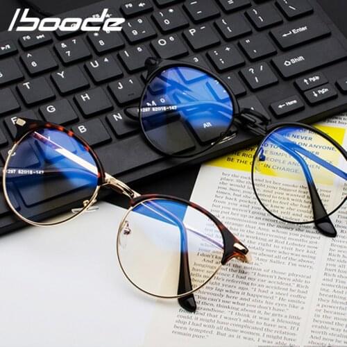 Iboode Classic Vintage Glasses Frame Women Round Lens Flat Myopia Optical Mirror Simple Metal Women/Men Glasses Frame 2020 New