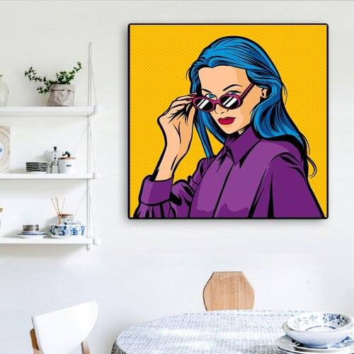Cool Sexy Girl Glass Picture Art Abstract Modern Canvas Painting Graffiti Street Sex Women Portrait Wall Art For Room Home Decor