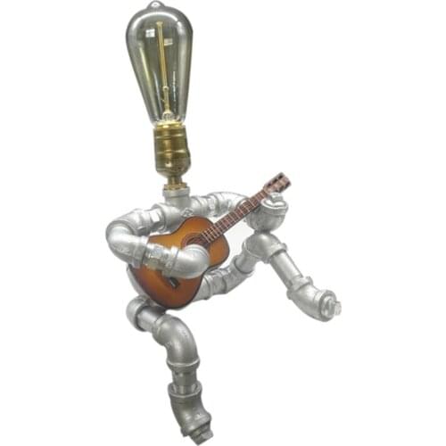 Steampunk Style Lamp Student Playing Guitar Posture Bedroom Living Room Creative Personality Light 15x12x25cm LBS