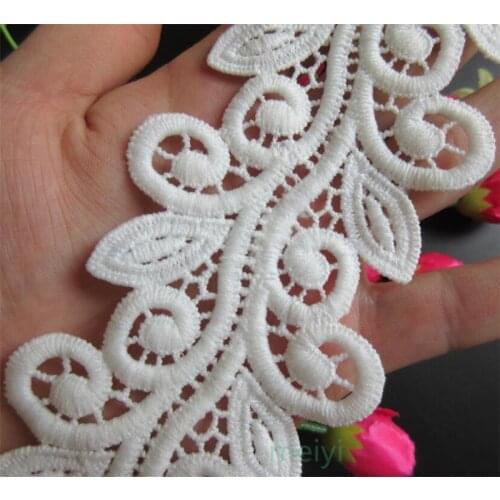 45cm/Lot White Micro Fiber Flower Embroidered Fabric Lace Trim Ribbon Handmade DIY Sewing Supplies Craft For Costume Decoration