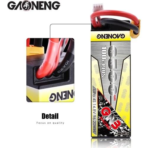 GAONENG GNB 14.8V 6500mAh 4S 100C/200C Hardcase LiPo Battery XT90/XT60/Deans Plug for 1:8 1/8 RC Car four drive off-road RC Car